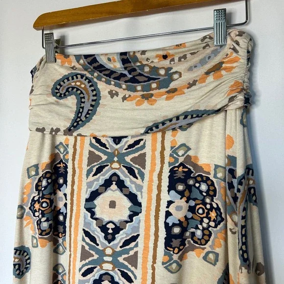 Maeve Skirt Size M Anthropologie Boho Paisley Print High Low Hem Knit Stretchy - Picture 2 of 9